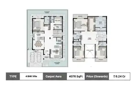 Shree Yagna Hiranandani Eleva Goa 4 BHK Villa floor plan, 4076 sq ft carpet area